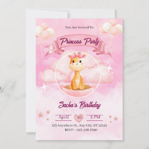Invitation de princesse illustrative aquarelle ros