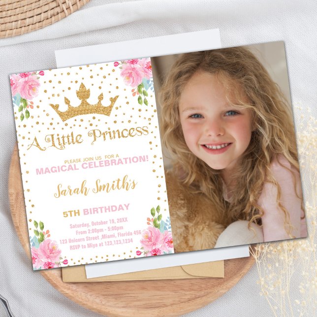 Invitation de princesse, invitation d'anniversaire (Princess Invitation, Princess Birthday Invitation)