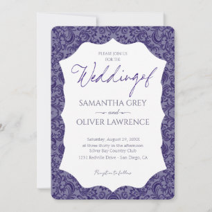 Invitation de Purple Grey Mariage damassé