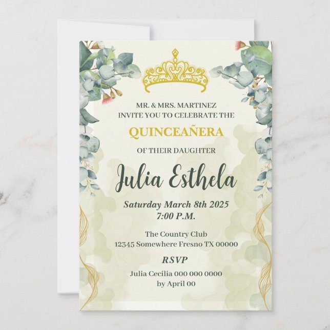 Invitation de Quinceanera (Devant)