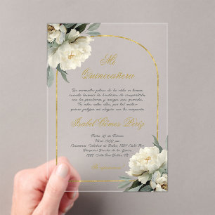 Invitation de Quinceanera à l'arche dorée en espag