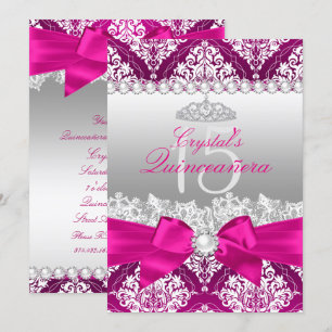 Invitation de Quinceanera à nœud en satin de perle
