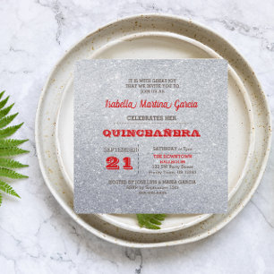Invitation de Quinceañera à Silver et Ruby Red Spa
