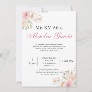 Invitation de Quinceañera aux fleurs du printemps