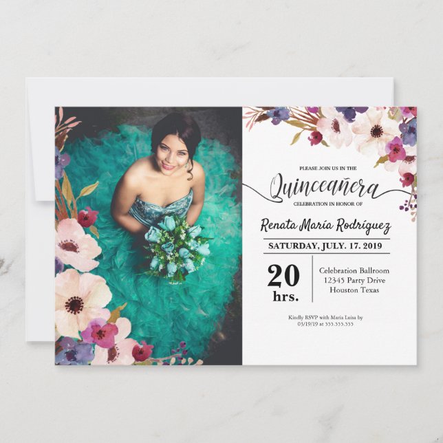 Invitation de Quinceanera avec l'image (Devant)