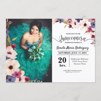 Invitation de Quinceanera avec l'image