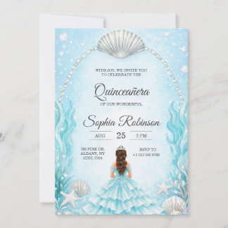 Invitation de Quinceanera avec un thème océanique