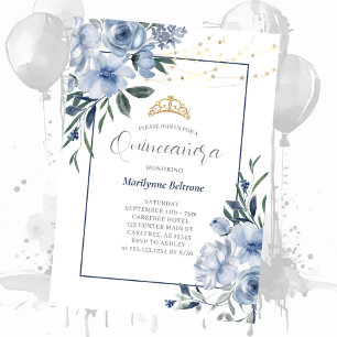 Invitation de Quinceañera Bleu Poussiéreux