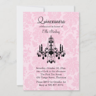 Invitation de Quinceanera Damask Rose