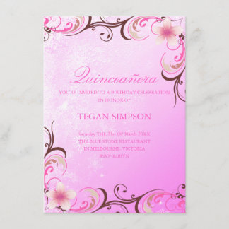 Invitation de Quinceañera d'anniversaire Fleur de