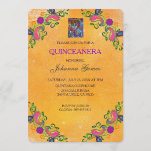INVITATION DE QUINCEAÑERA DIA DE LOS MUERTOS