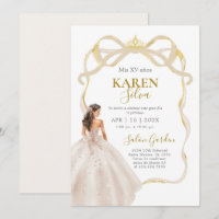 Invitation de Quinceanera d'Ivoire et d'Or