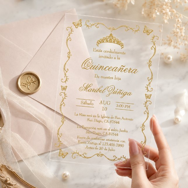 Invitation de Quinceanera en acrylique (Créateur téléchargé)