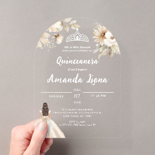 Invitation de Quinceañera en acrylique transparent