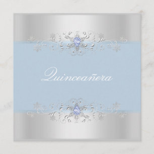 Invitation de Quinceanera en bleu et argent