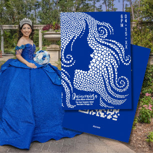 Invitation de Quinceañera en bleu royal et argenté