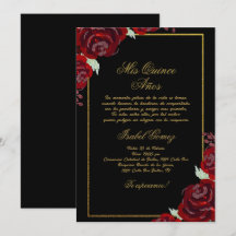 Invitation de Quinceanera en Bourgogne noire