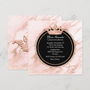 Invitation de Quinceañera en or rose marbré