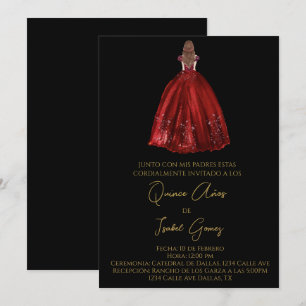 Invitation de quinceañera en silhouette noire