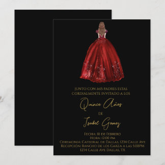 Invitation de quinceañera en silhouette noire