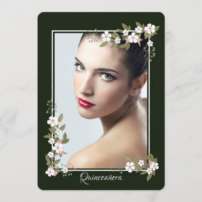 Invitation de Quinceañera Fleur de Cornouiller Ros (Devant)