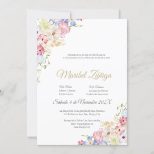 Invitation de Quinceanera, fleur de printemps