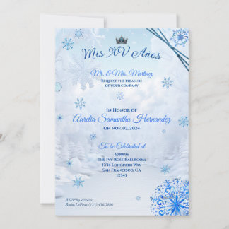 Invitation de Quinceañera Flocon de Neige Paysage 