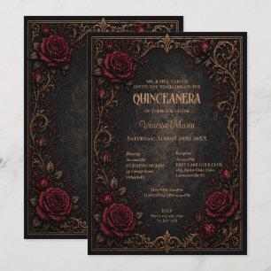 Invitation de Quinceanera Florale Halloween Gothiq
