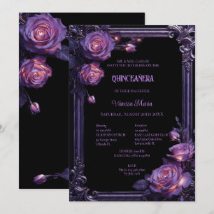 Invitation de Quinceanera Florale Violette Hallowe