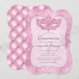 Invitation de Quinceañera Mascarade Rose Vintage