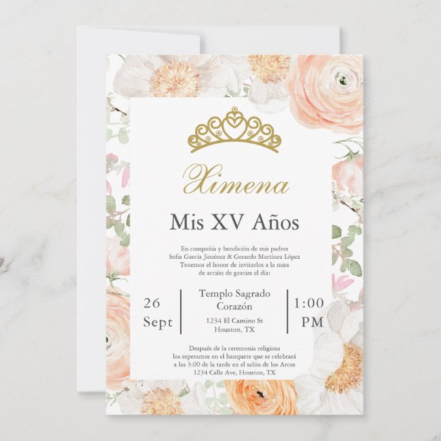 Invitation de quinceañera modifiable  (Devant)