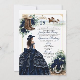 Invitation de Quinceañera occidentale espagnole bl