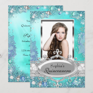 Invitation de Quinceanera Photo Bijou Océan Joli