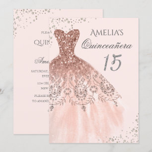 Invitation de Quinceanera Robe à paillettes Rose O