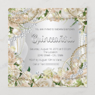 Invitation de Quinceañera Rose Diamant et Perle