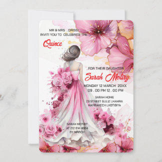 Invitation de Quinceañera rose pâle modifiable mod