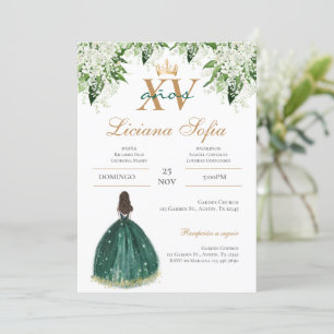 Invitation de Quinceanera vert émeraude