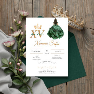 Invitation de Quinceanera Vert Émeraude