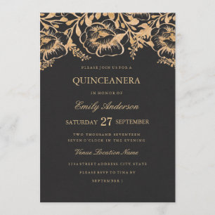 Invitation de Quinceanera vintage Florale