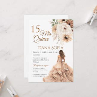 Invitation de Quincenera en espagnol Boho