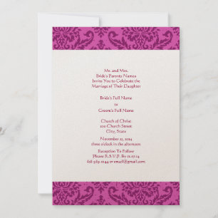 Invitation de Raspberry Mariage damassé