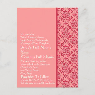 Invitation de Raspberry & White Mariage damassé