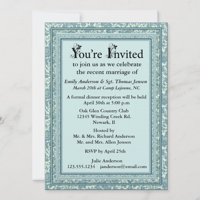 Invitation de réception après mariage (Devant)