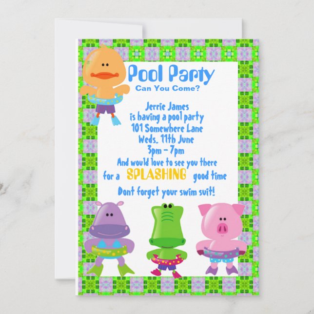 INVITATION DE RÉCEPTION AU BORD DE LA PISCINE (Devant)