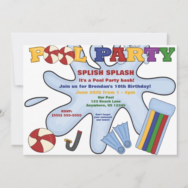 Invitation de réception au bord de la piscine (Devant)