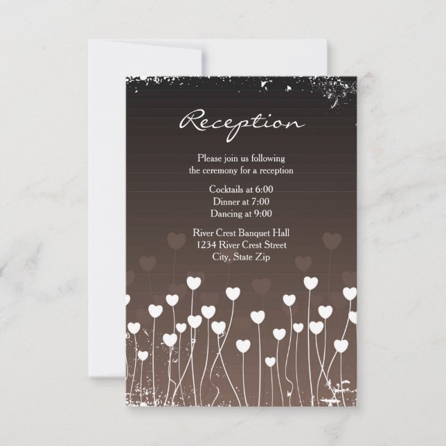 Invitation de réception - Cœurs en fleurs (Devant)