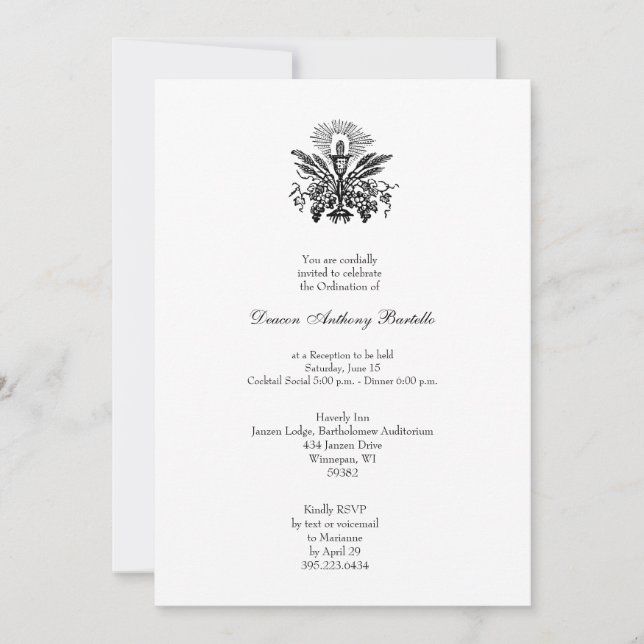 Invitation de réception de l'ordre du prêtre de di (Devant)