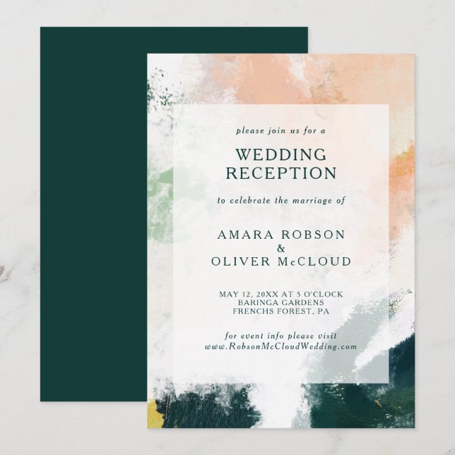 Invitation de réception de mariage abstrait coloré (Devant / Derrière)