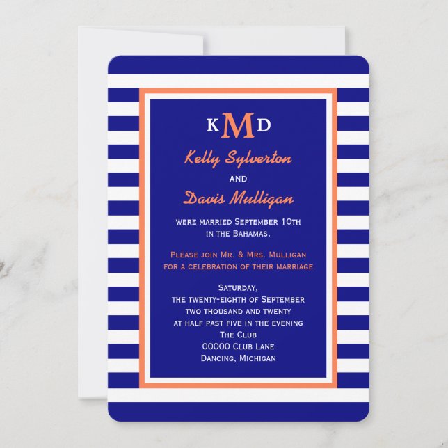 Invitation de réception de mariage après la cérémo (Devant)