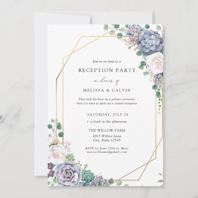 Invitation de réception de mariage bohème chic ave (Devant)